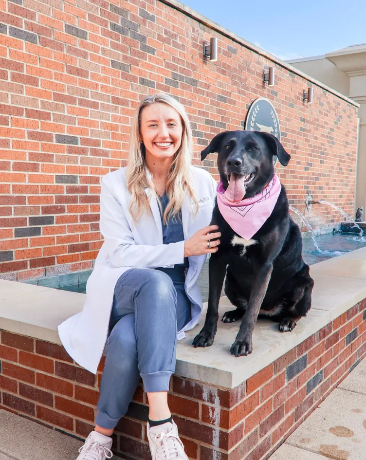 Dr. Rachel Kennedy, Veterinarian, with a dog